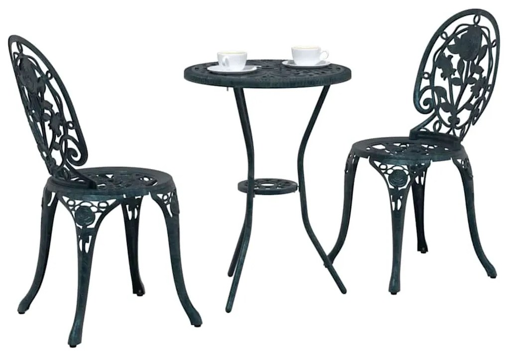 vidaXL Σετ Μπιστρό Κήπου 3 pcs Πράσινο Αλουμίνιο