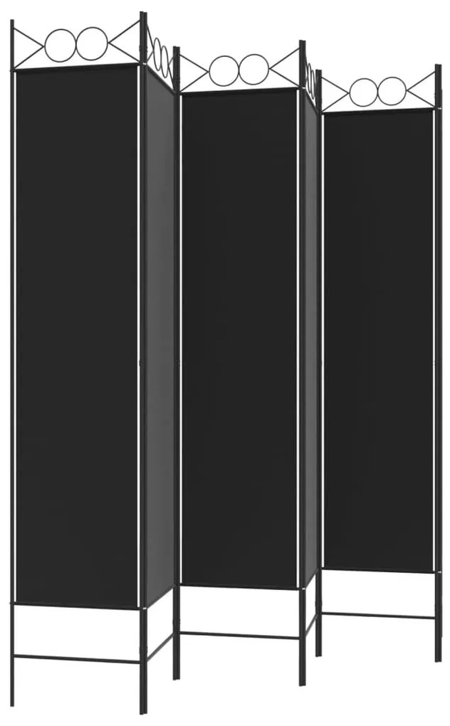 Διαχωριστικό Δωματίου με 6 Πάνελ Μαύρο 240x200 εκ. από Ύφασμα - Μαύρο