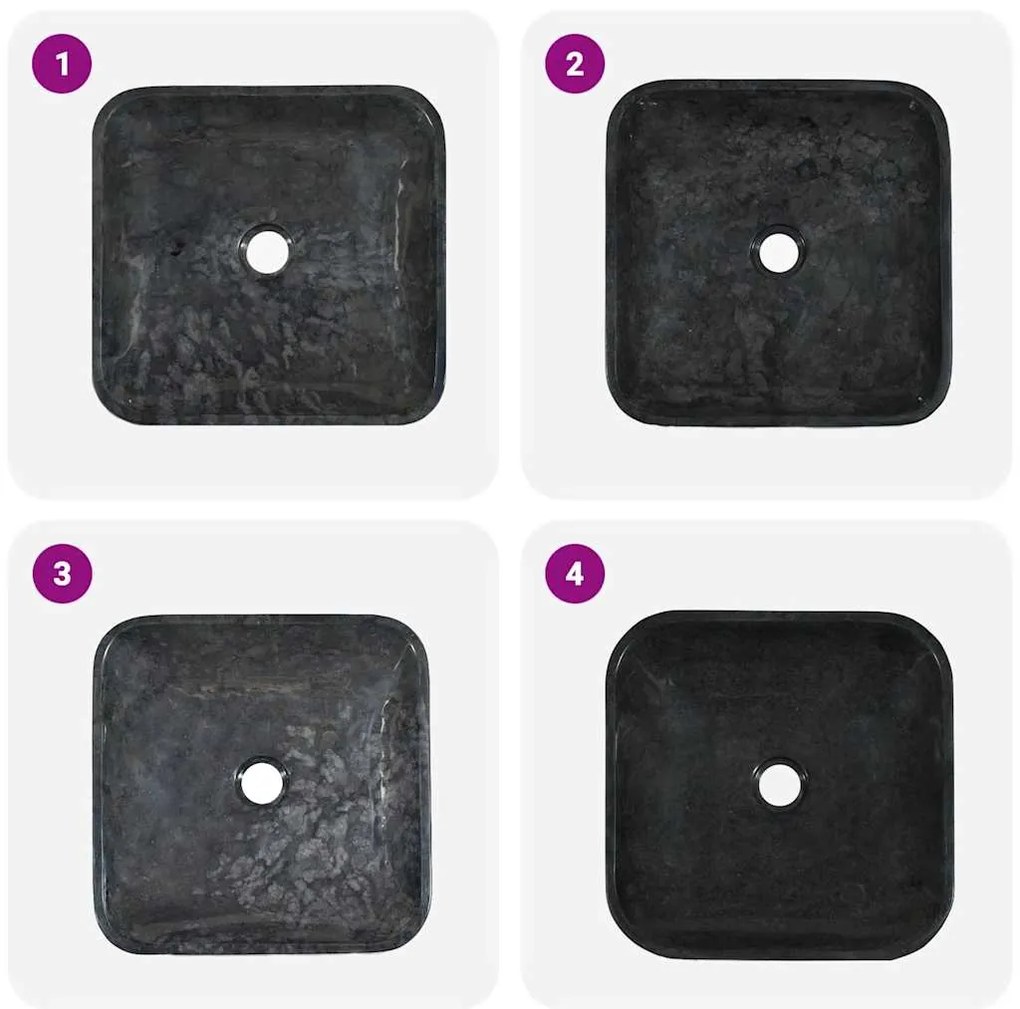 vidaXL Νιπτήρας Μαύρος 40 x 40 x 10 εκ. Μαρμάρινος