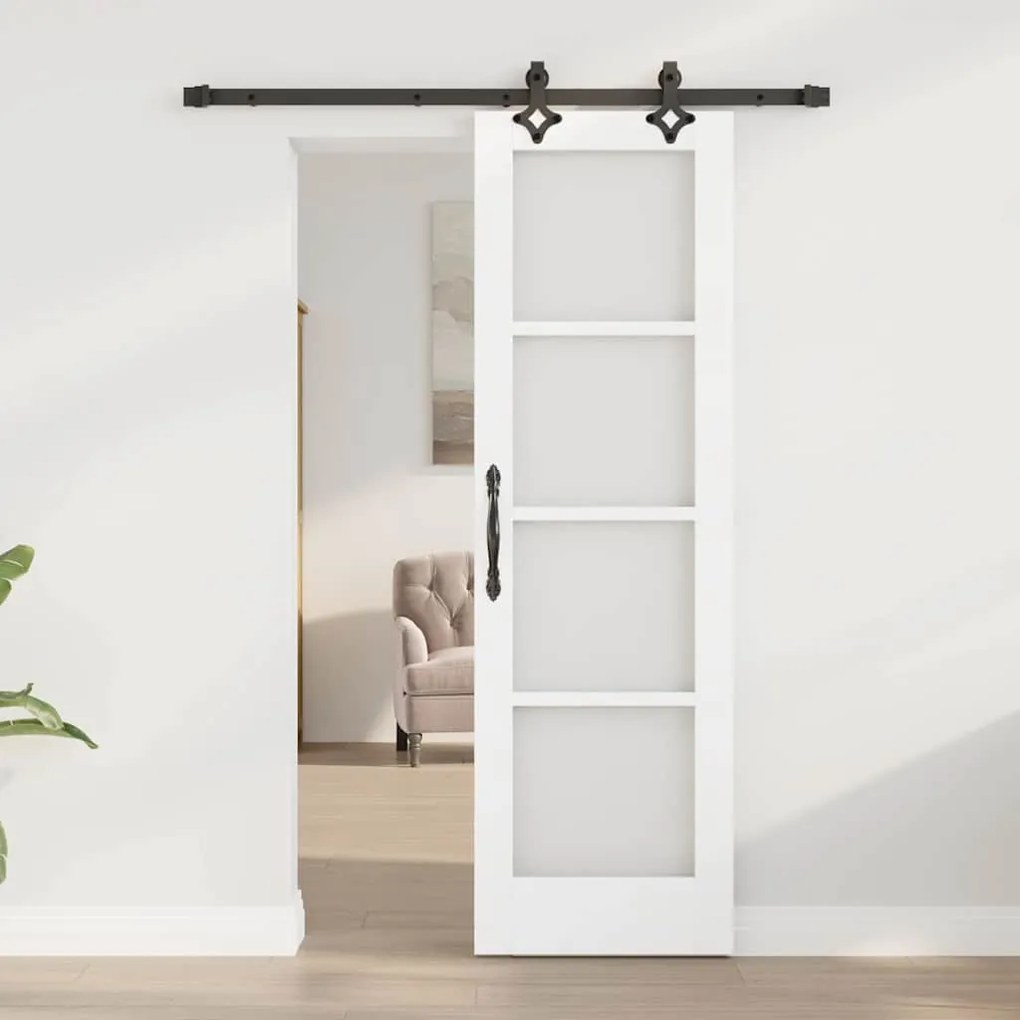 vidaXL Συρόμενη Πόρτα Λευκό 61 x 198.5 εκ. Ξύλο και μέταλλο