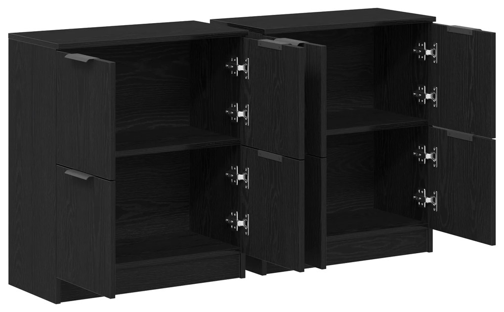vidaXL Μπουφέδες 2 τμχ Μαύρο Δρυς 60x30x70 εκ Επεξεργασμένο Ξύλο