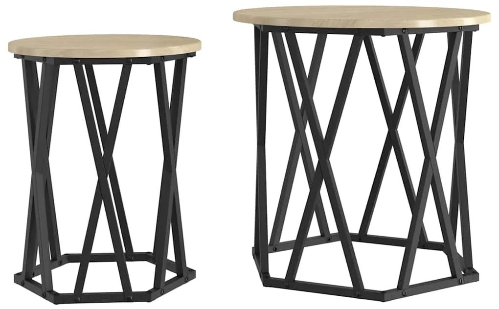 vidaXL Τραπεζάκι σαλονιού 2 pcs Δρύς Sonoma