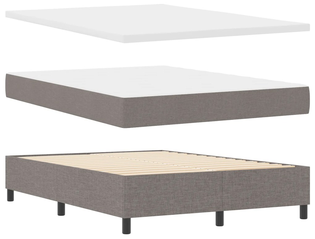 vidaXL Κρεβάτι με Ελατήριο και Στρώμα Taupe 140x190 εκ. Ύφασμα