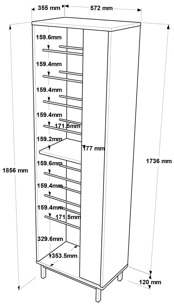 Παπουτσοθήκη ArteLibre INVERCLYDE Φυσικό/Ανθρακί Μοριοσανίδα/Μελαμίνη 57.2x35.5x173.6cm - 15350187