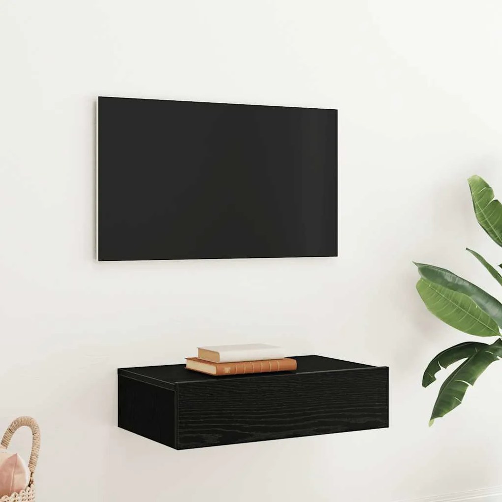 vidaXL Έπιπλο Τηλεόρασης με Φωτιστικά LED Μαύρο Δρυς 60x35x15,5 εκ.