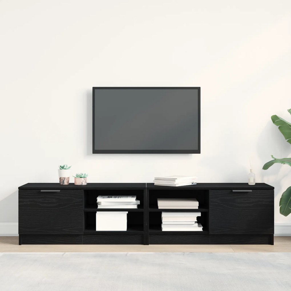 vidaXL Έπιπλο τηλεόρασης 2 τμχ Μαύρη Βελανιδιά 80x35x36,5 εκ Επεξεργασμένο ξύλο
