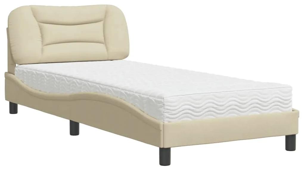 vidaXL Κρεβάτι με Στρώμα Κρεμ 90x190 εκ.Υφασμάτινο