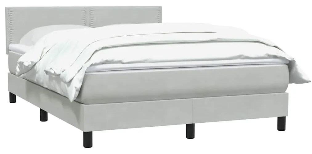 vidaXL Κρεβάτι Boxspring με Στρώμα Ανοιχτό Γκρι 160x210 εκ. Βελούδινο