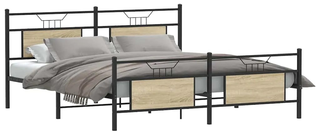 vidaXL Σκελετός Κρεβ. Χωρίς Στρώμα Sonoma Δρυς 183x213 εκ. Μεταλλικό