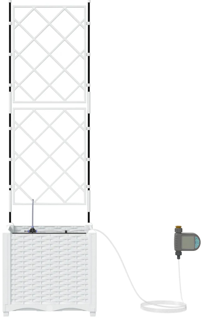 vidaXL Γλάστρες Κήπου 1 τεμ Καφασωτό Λευκό 40 x 40 x 142 cm Πλαστικό