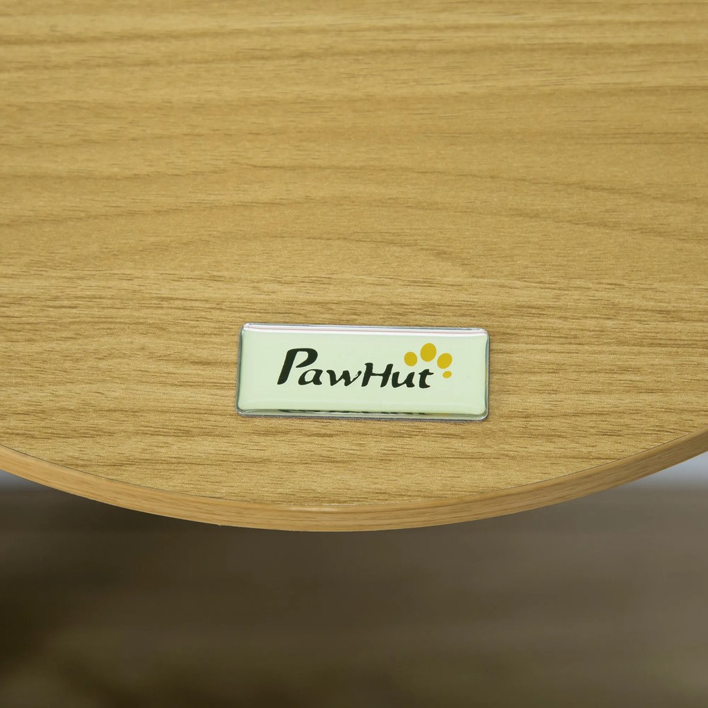 PawHut Wandliege, κρεβάτι γάτας, με προστατευτικό χείλος, μαξιλάρι ύπνου, για τοποθέτηση στον τοίχο, δρυς+κρεμ λευκό, 34 x 34 x 10,5 cm