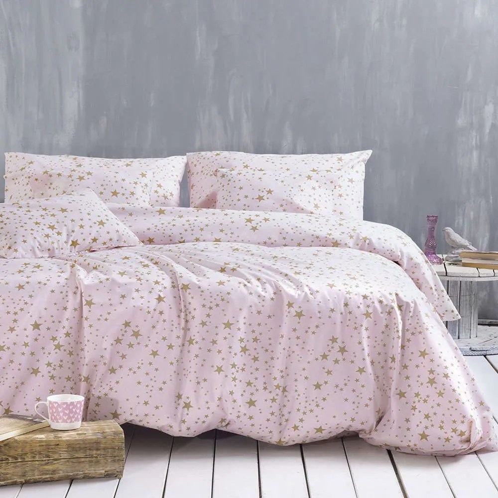 Σεντόνια Σετ 3Τμχ. Diva Estella Pink Ρυθμός Ημίδιπλο 160x260cm 100% Βαμβάκι