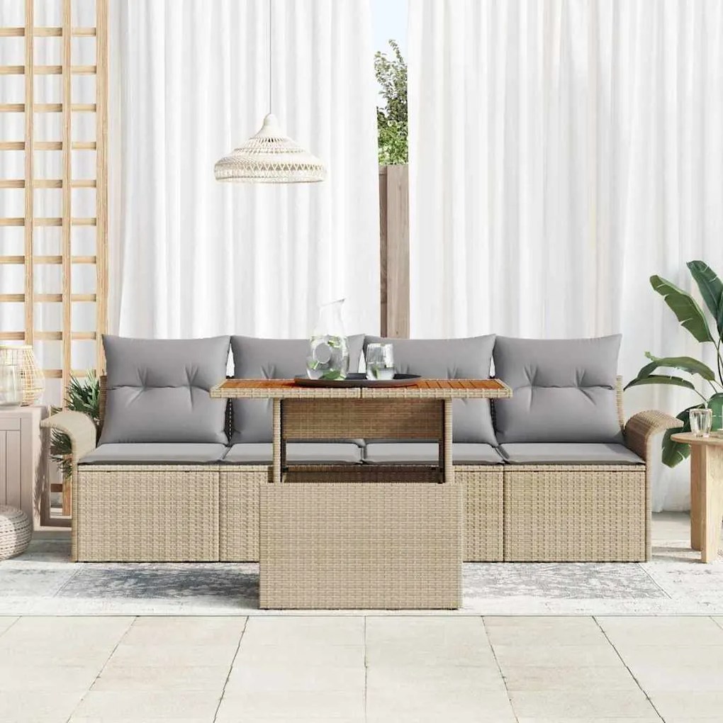 vidaXL Σετ Καναπέ Κήπου 5 pcs μπεζ και ανοιχτό γκρι 100 x 55 x 73 εκ