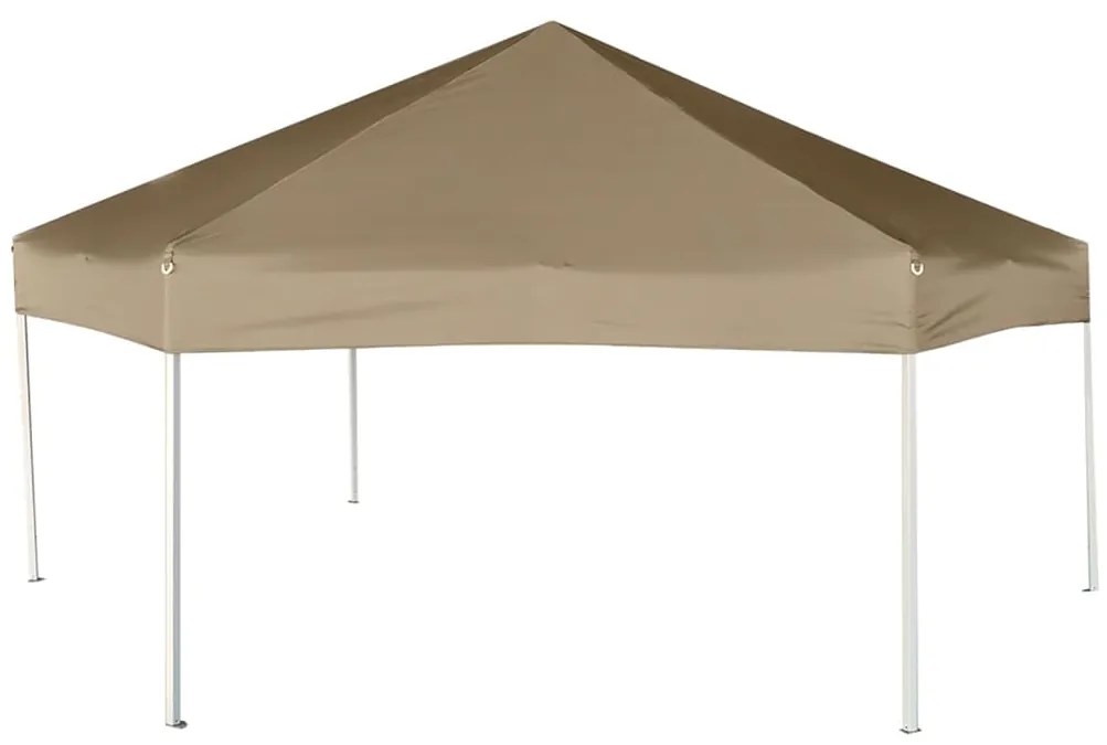 vidaXL Εξαγων. Τέντα με Πλαϊνά Τοιχώματα 3,6x3,1 μ. Γκρι/Μπεζ 220γρ/μ²