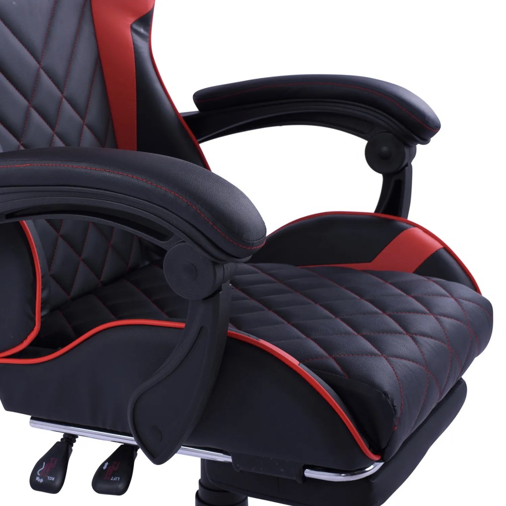 Πολυθρόνα Gaming Skyler Με Ανακλινόμενη Πλάτη Και Υποπόδιο Σε Χρώμα Μαύρο-Κόκκινο