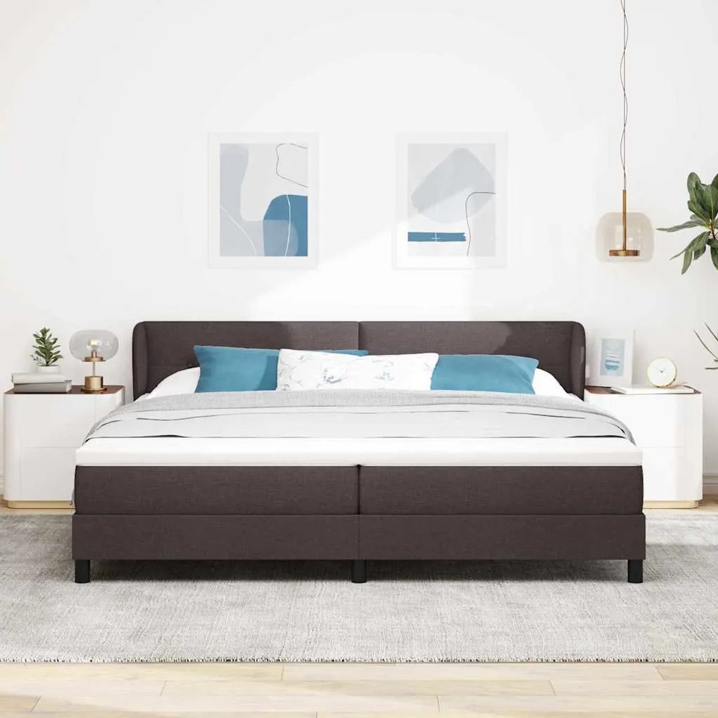 vidaXL Κρεβάτι box spring με στρώμα με στρώμα Σκούρο καφέ Σκούρο καφέ