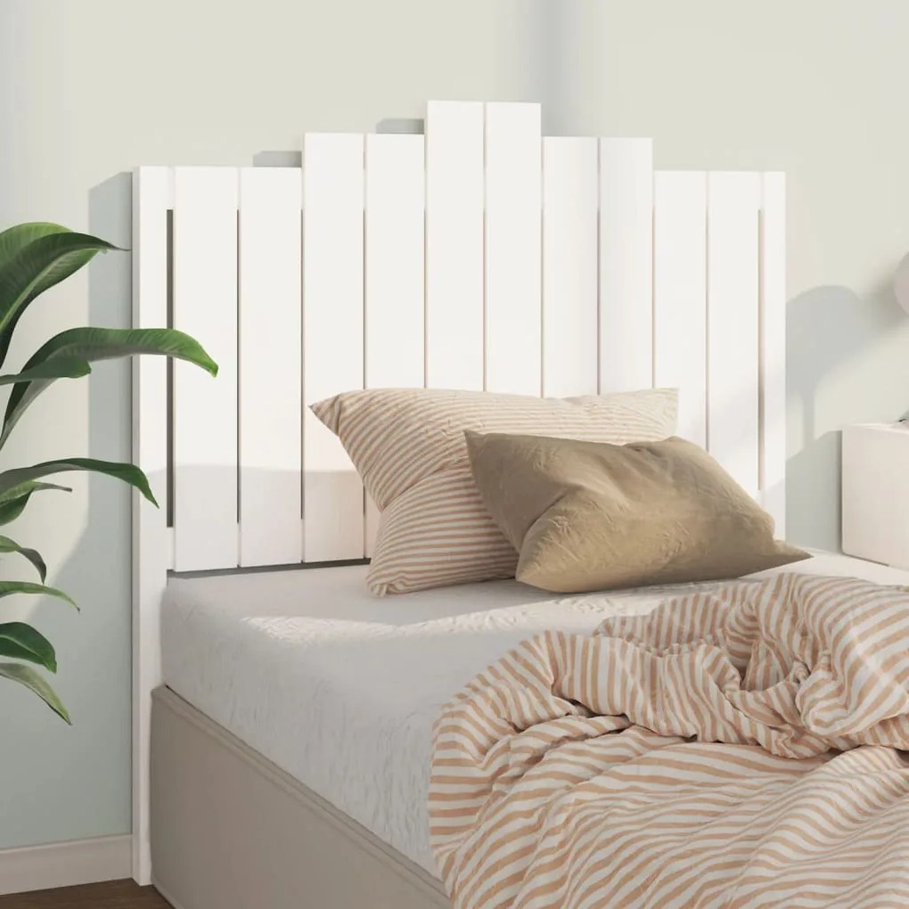 vidaXL Κεφαλάρι Κρεβατιού Λευκό 106x4x110 εκ. Μασίφ Ξύλο Πεύκου