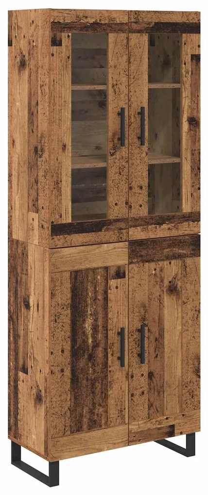 vidaXL Highboard 2 pcs Παλιό Ξύλο Σύνθετο Ξύλο και Γυαλί