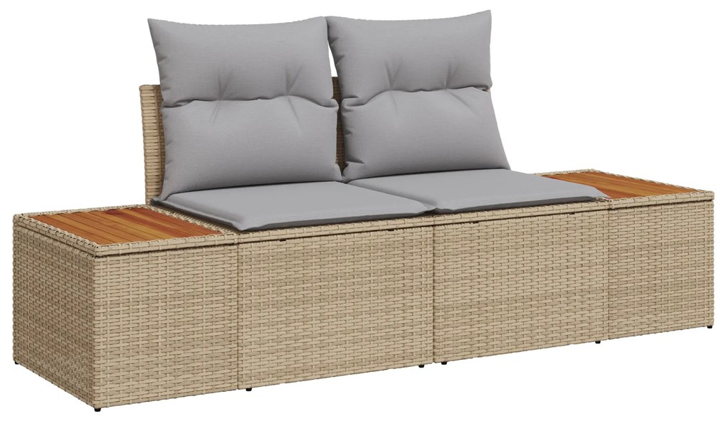 vidaXL 9 Piece Garden Sofa Set with Cushions Beige Poly Rattan Acacia