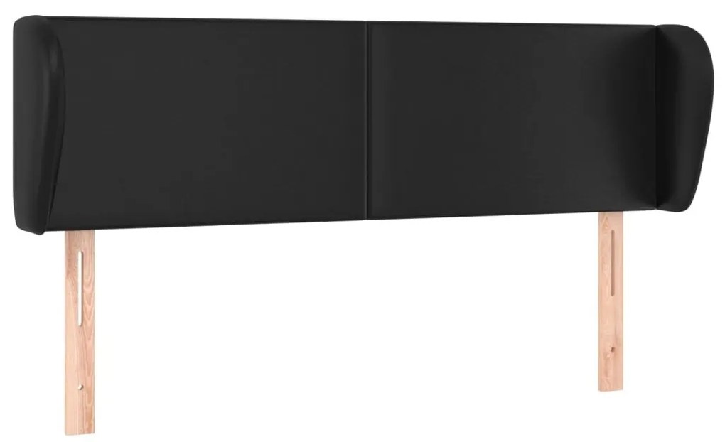 Κεφαλάρι με Πτερύγια Μαύρο 147 x 23 x 78/88 εκ. Συνθετικό Δέρμα - Μαύρο