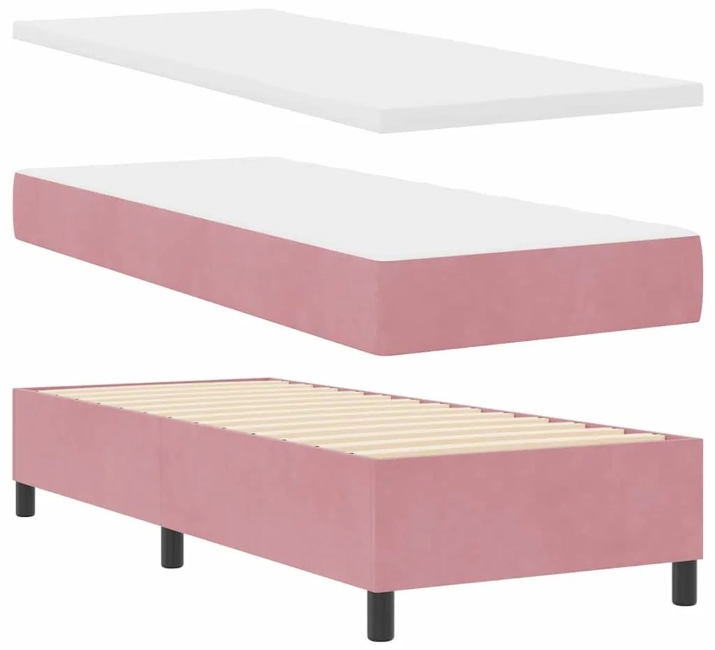 vidaXL Κρεβάτι με ελατήρια με στρώμα Ροζ 80 x 200 cm Βελούδο