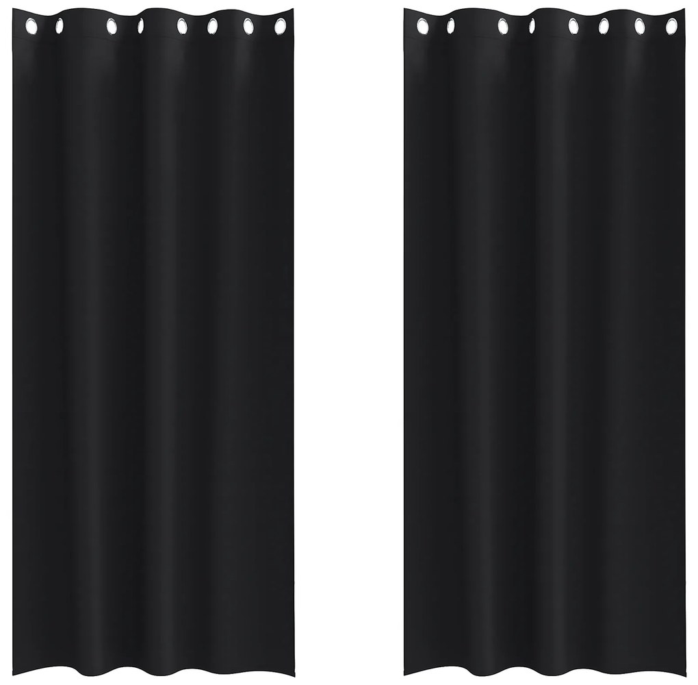 vidaXL Κουρτίνες με κουρτίνες 2 pcs Μαύρο 225 x 140 εκ. Πολυεστέρας