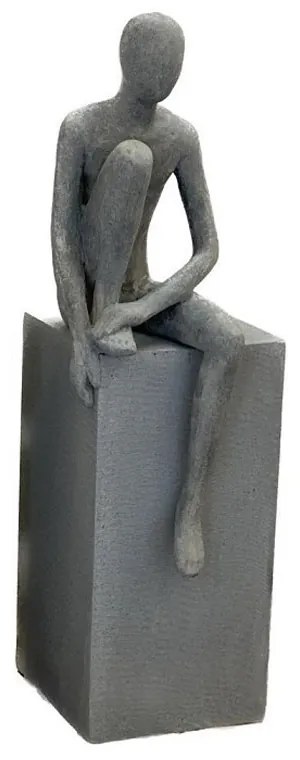 SITTING MAN DECO ΦΙΓΟΥΡΑ ΤΕΧΝΗΤΗ ΠΕΤΡΑ ΓΚΡΙ 20x15xH54cm