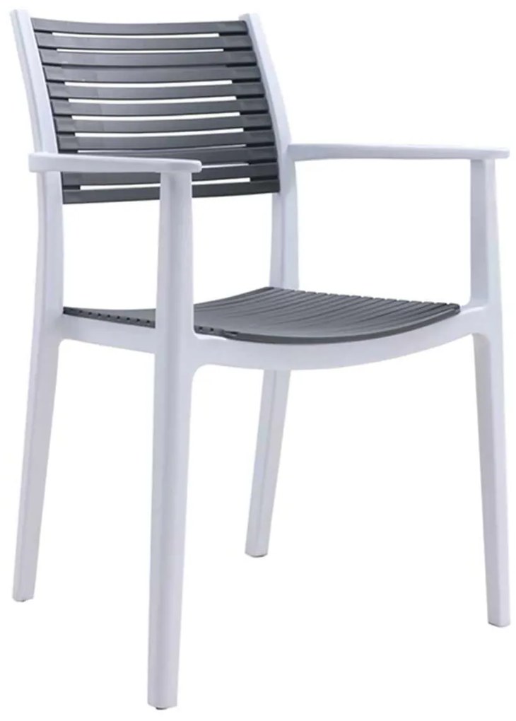 Πολυθρόνα AKRON PP Λευκή/Γκρι 60x55x85cm