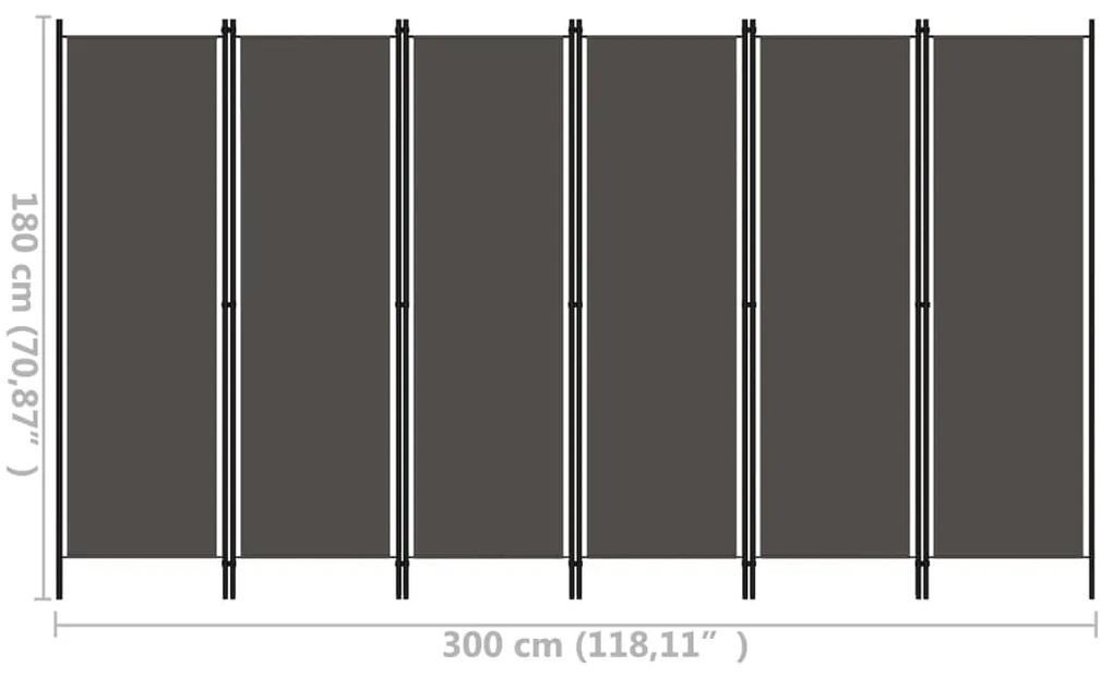 vidaXL Διαχωριστικό Δωματίου με 6 Πάνελ Ανθρακί 300 x 180 εκ.