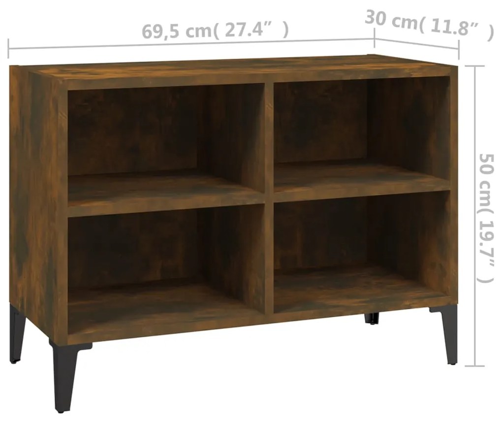 vidaXL Έπιπλο Τηλεόρασης Καπνιστή Δρυς 69,5x30x50 εκ & Μεταλλικά Πόδια