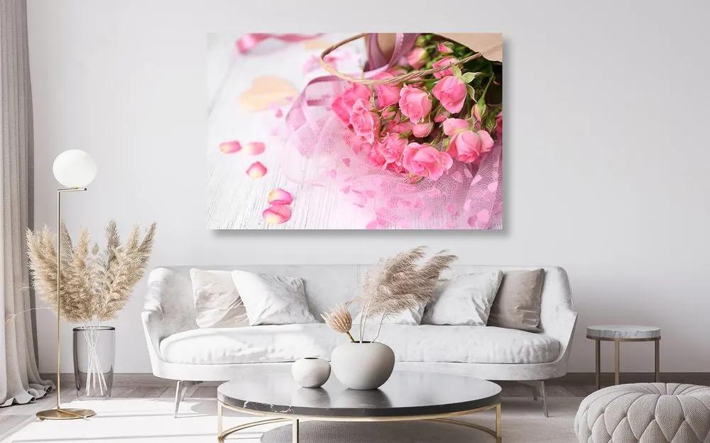Εικόνα μπουκέτο με ροζ τριαντάφυλλα - 120x80