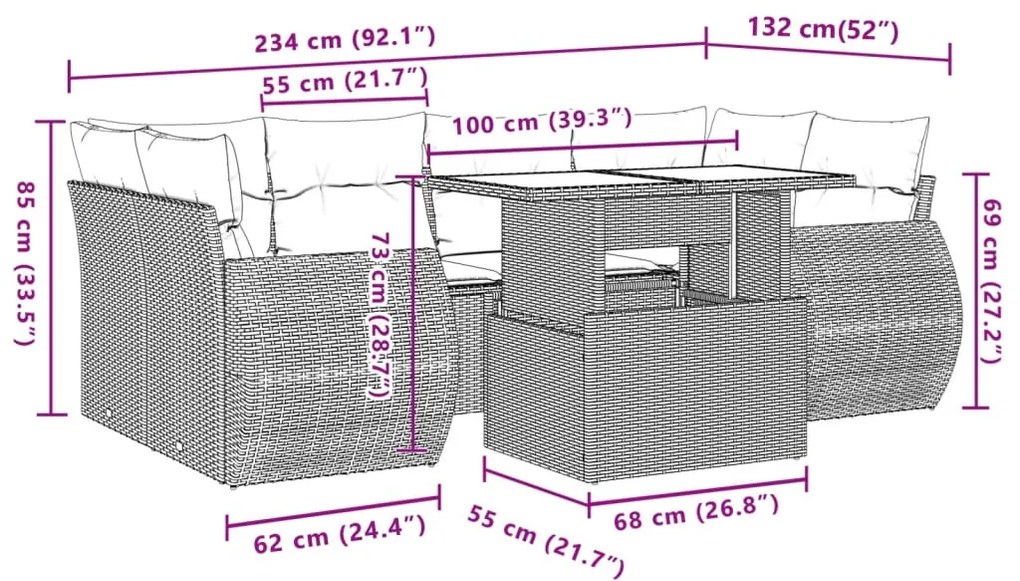 ΚΑΝΑΠΕΣ ΣΕΤ 7 ΤΕΜΑΧΙΩΝ ΜΑΥΡΟ ΣΥΝΘΕΤΙΚΟ ΡΑΤΑΝ ΜΕ ΜΑΞΙΛΑΡΙΑ 3268386