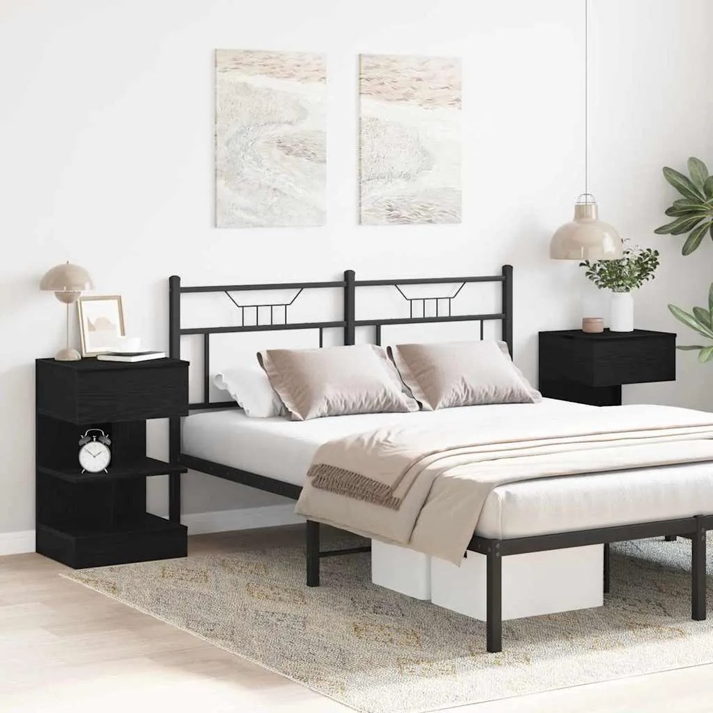 vidaXL Κομοδίνο 2 pcs Μαύρη δρυς 40 x 35 x 65 εκ. Επεξεργασμένο ξύλο