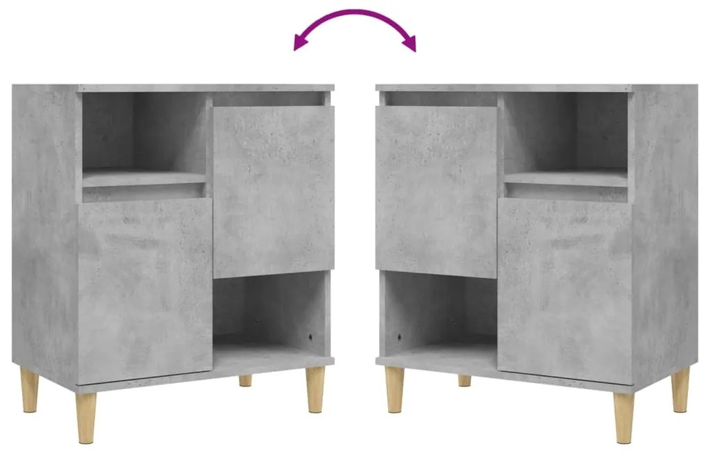 vidaXL Ντουλάπια 3 τεμ. Γκρι Σκυροδέματος 60x35x70 εκ. Επεξεργ. Ξύλο