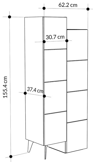 Ντουλάπι-στήλη Romane pakoworld λευκό 62.2x37.4x155.4εκ - 119-001122 - 119-001122