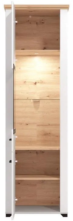 Βιτρίνα Valencia 1K VS1 Λευκό - Artisan Oak - Λευκό Μάτ 61x41x195 εκ. 61x41x195 εκ.