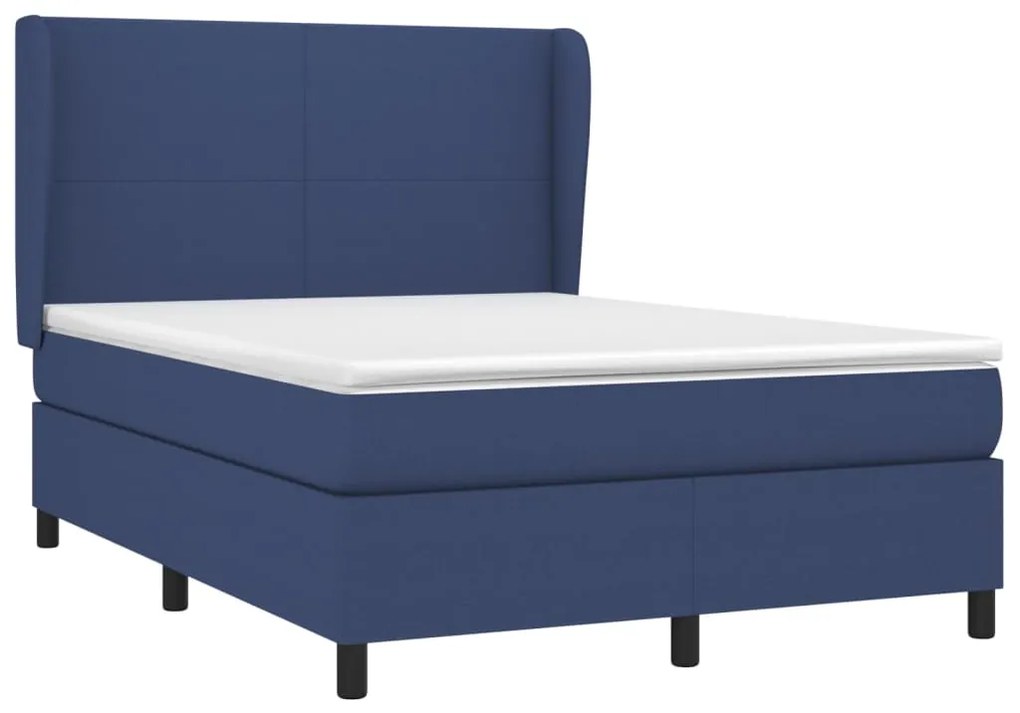 vidaXL Κρεβάτι Boxspring με Στρώμα Μπλε 140x190 εκ. Υφασμάτινο