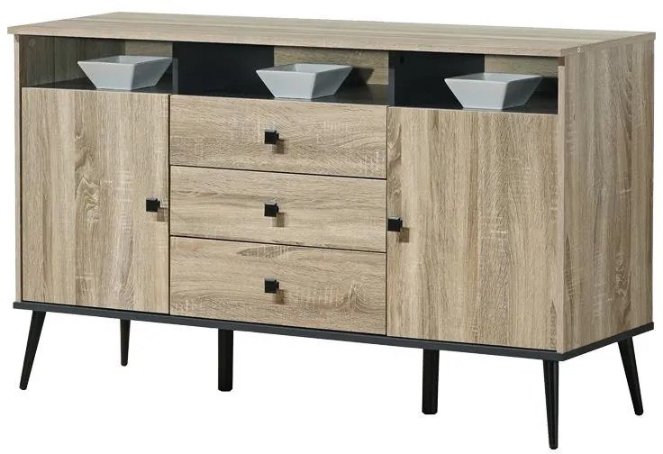 Μπουφές Zezan σε sonoma-ανθρακί απόχρωση 140.5x41.5x80εκ 140.5x41.5x80 εκ.