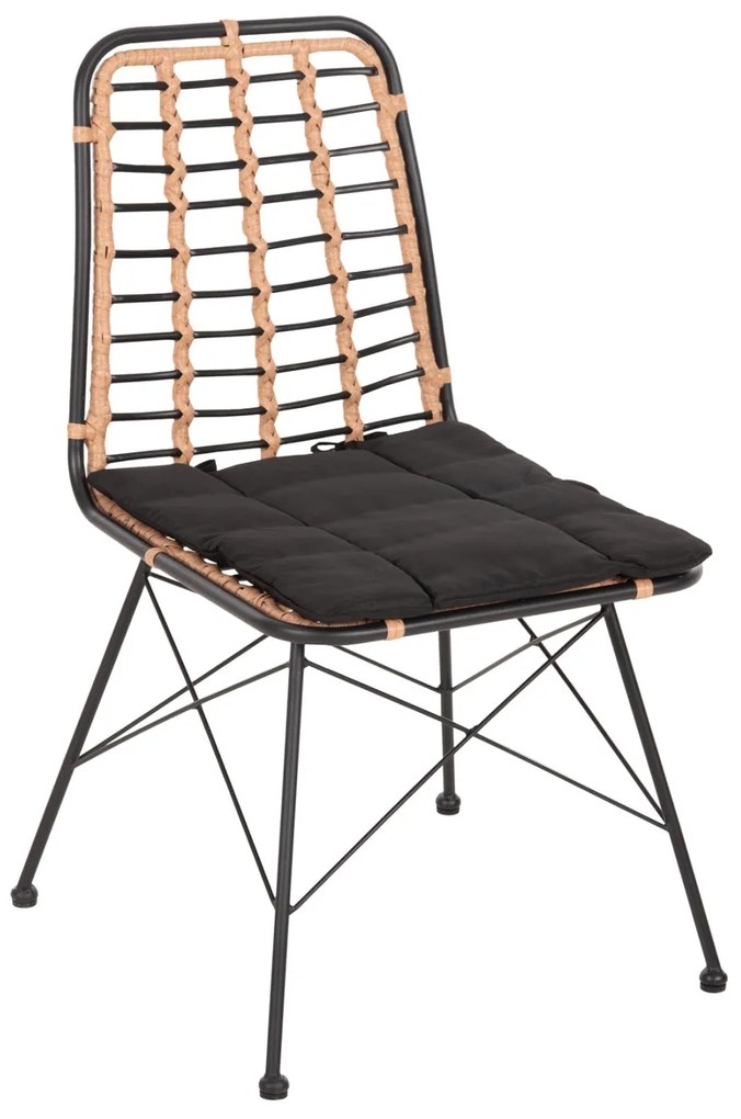 Καρέκλα ALLEGRA C5691.11 Μεταλλική με Wicker Μπεζ - Μαύρο 51x54x84Υεκ. 51x54x84 εκ.