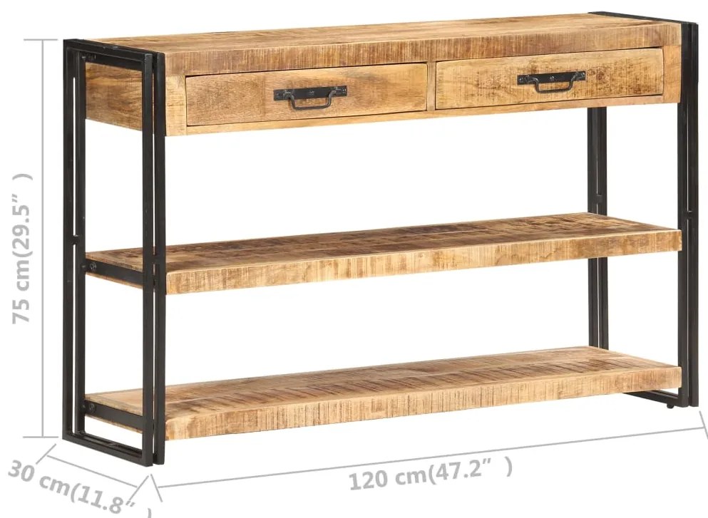 vidaXL Κονσόλα 120 x 30 x 75 εκ. από Μασίφ Ακατέργαστο Ξύλο Μάνγκο