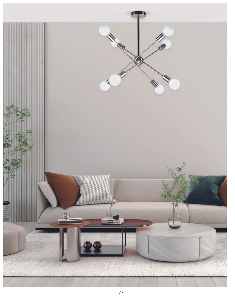 Φωτιστικό Οροφής KQ 2629/8 GWEN NICKEL PENDANT Δ4 - 51W - 100W - 77-8096