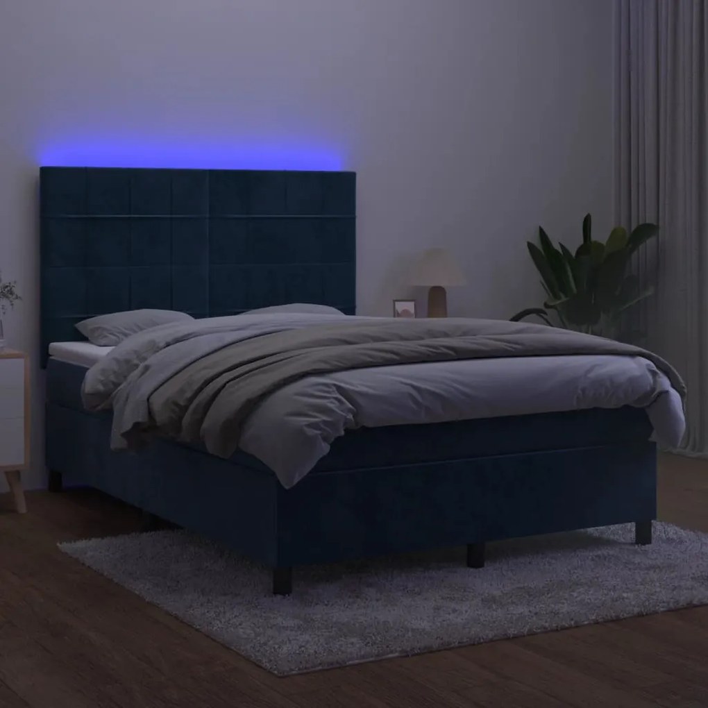 ΚΡΕΒΑΤΙ BOXSPRING ΜΕ ΣΤΡΩΜΑ &amp; LED ΣΚ. ΜΠΛΕ 140X190ΕΚ. ΒΕΛΟΥΔΙΝΟ 3136123