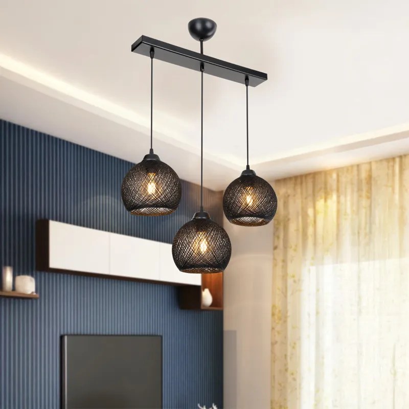 Φωτιστικό οροφής τρίφωτο PWL-0973 II pakoworld Ε27 μαύρο 50x18x85εκ (1 τεμάχια)