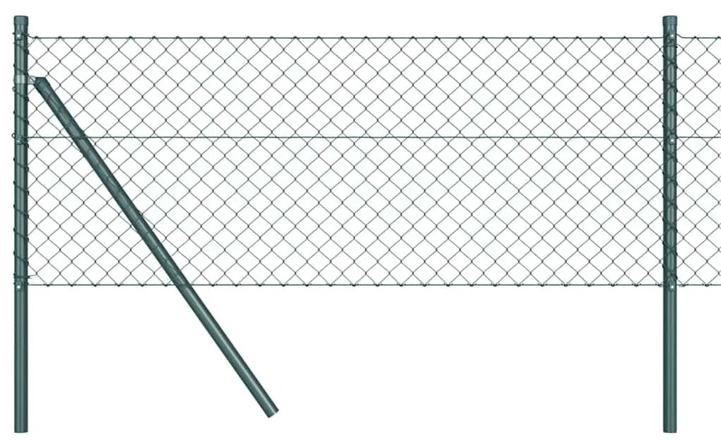 vidaXL Φράχτης από αλυσίδα με στήλες Πράσινο 0.8 x 10 m Ατσάλι