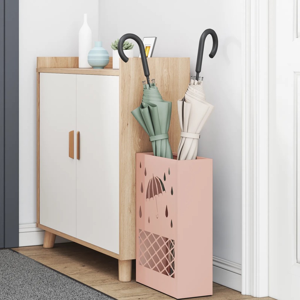 vidaXL Ροζ Σταντ Ομπρελάς 28x12x41 εκ. από Χάλυβα