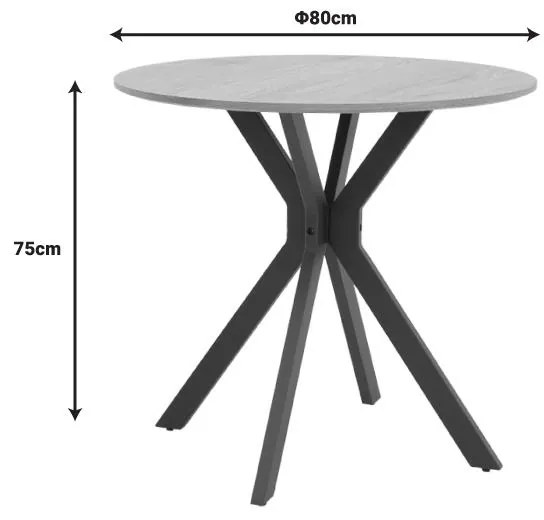 Τραπέζι Xuson φυσικό mdf-πόδι λευκό μέταλλο Φ80x75εκ