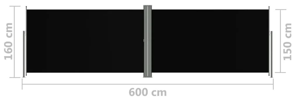 Διαχωριστικό Βεράντας Συρόμενο Μαύρο 160 x 600 εκ. - Μαύρο