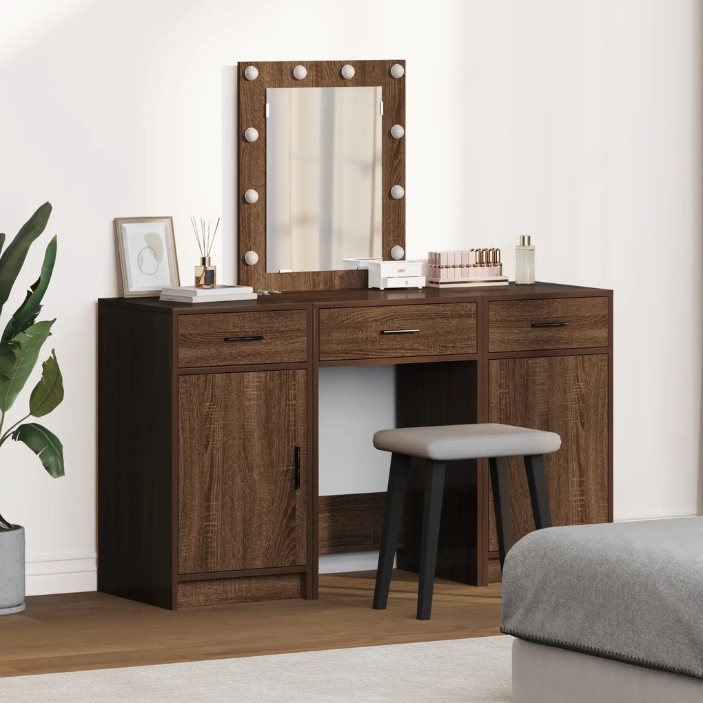 vidaXL Τραπέζι περιποίησης με συρτάρι 3 pcs Καφέ 50 x 41 x 135 εκ