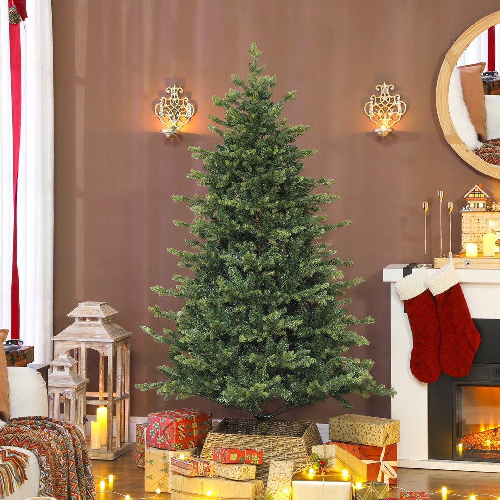 HOMCOM Τεχνητό Χριστουγεννιάτικο Δέντρο με Ρεαλιστικά Κλαδιά, Τεχνητό Ελατοδέντρο, Μεταλλική Βάση, Εύκολη Συναρμολόγηση, Πράσινο