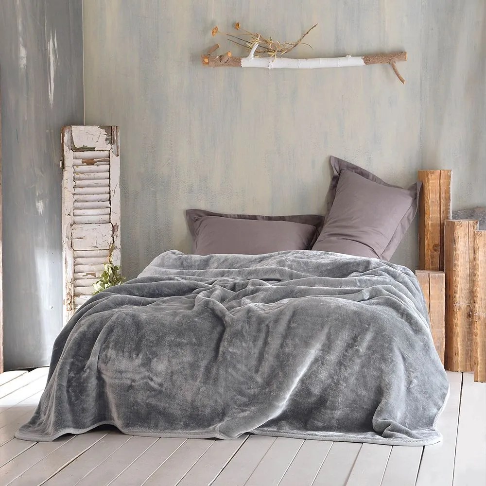 Κουβέρτα Velour Grey Ρυθμός Queen Size 220x240cm Jacquard